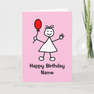 Tarjeta Chica con Personalizado rosa rojo inflable de glob