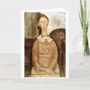 Tarjeta Chica con vestido amarillo, Modigliani