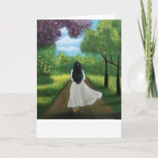 Tarjeta Chica con vestido blanco
