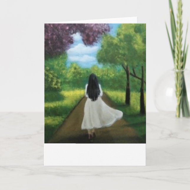 Tarjeta Chica con vestido blanco (Anverso)