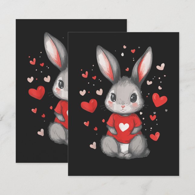 Tarjeta Chica Corazón Amante de Conejos (Anverso / Reverso)