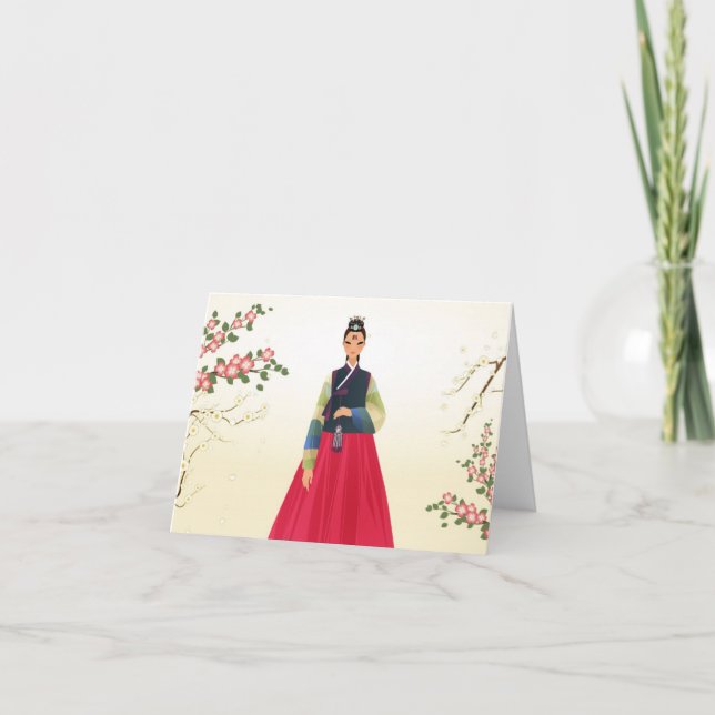 Tarjeta Chica coreano en hanbok (Anverso)