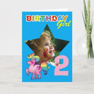 Tarjeta Chica cumpleaños 2 años Unicornio Magia Foto
