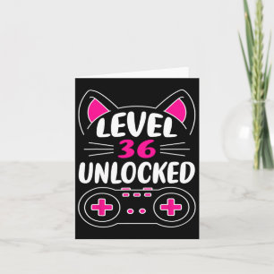 Tarjeta Chica cumpleaños 36 Gata amante Videojuego Nivel 3