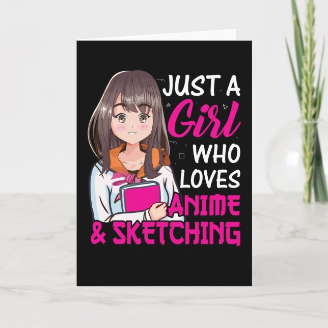 Tarjeta Chica Cute Anime | para Anime y Sketching Lover (Anverso)