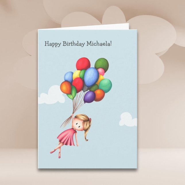 Tarjeta Chica Cute Globos Niños Cumpleaños (Subido por el creador)