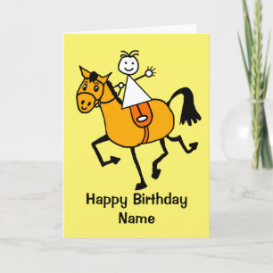 Tarjeta Chica Cute Pony Riding Cumpleaños