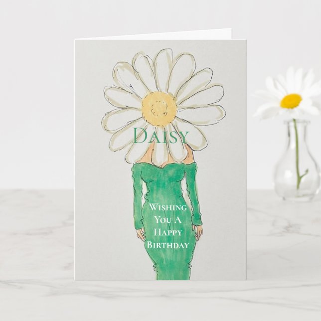 Tarjeta Chica Daisy Vestido Verde (Planta pequeña)