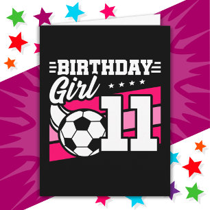 Tarjeta Chica de 11 años cumpleaños fútbol fútbol 11º cump