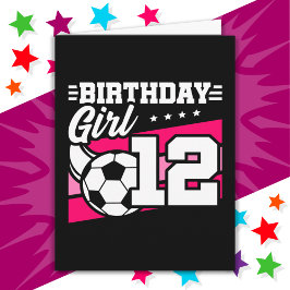 Tarjeta chica de 12 años en el fútbol 12 de cumpleaños