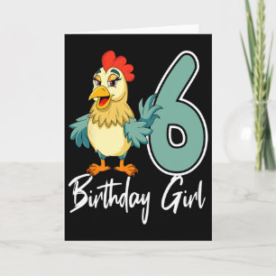 Tarjeta Chica de 6º cumpleaños de pollo Rn fiesta de granj