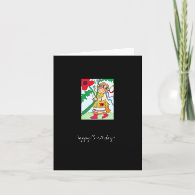 Tarjeta Chica de amapola ¡Feliz cumpleaños! (Anverso)