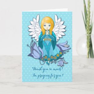 Tarjeta Chica de Ángel de la oración. ilustracion personal