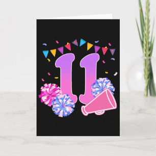 Tarjeta Chica de animadoras en su cumpleaños número 11 Fie