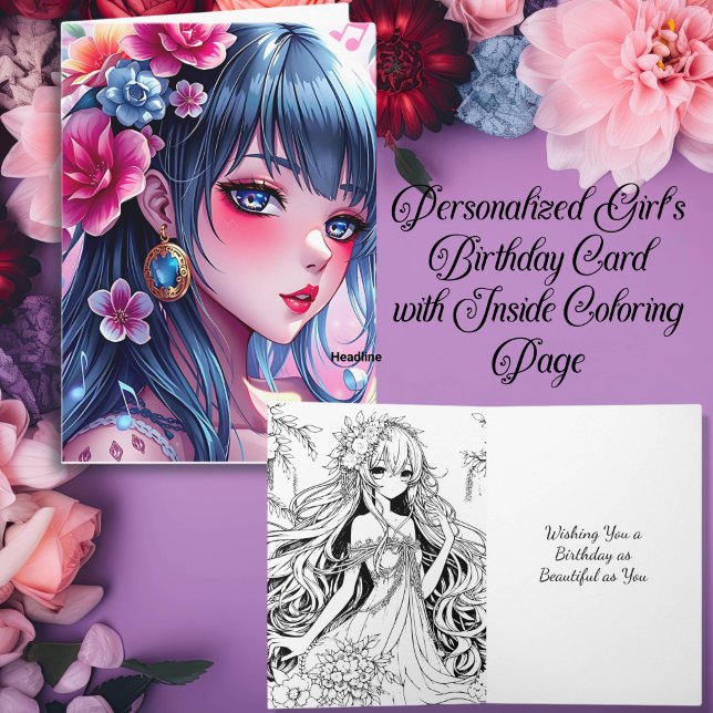 Tarjeta Chica de anime bonito con Chica de ojos azules Cum (Subido por el creador)