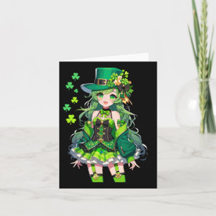 Tarjeta Chica de anime del día de San Patricio Leprechaun