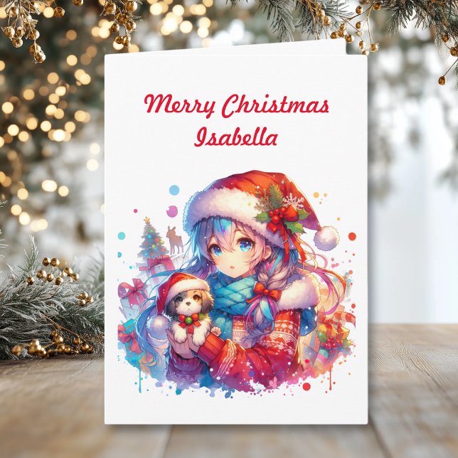 Tarjeta Chica de anime personalizado | Colorear Navidades  (Subido por el creador)