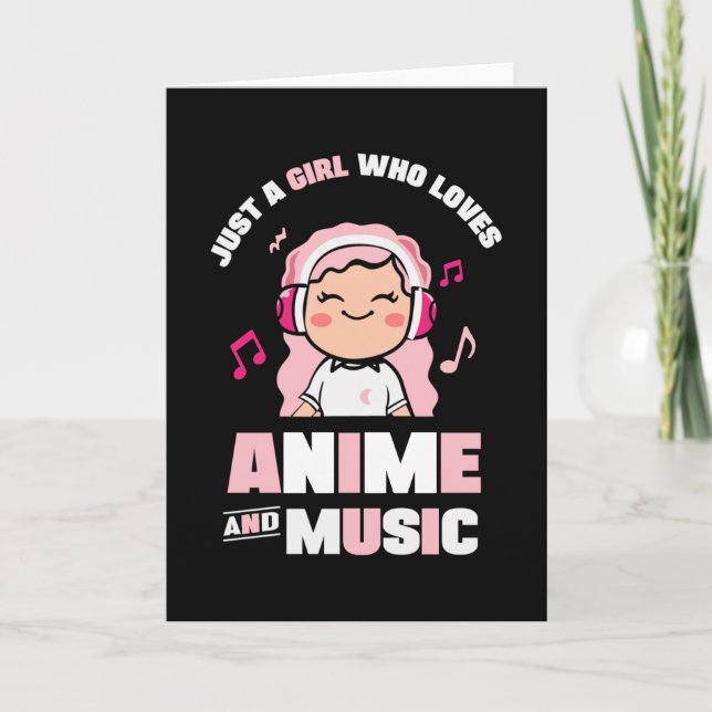 Tarjeta Chica de anime rosado | para Anime y Music Lover (Anverso)
