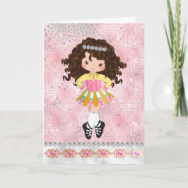 Tarjeta Chica de baile irlandés personalizado Brunette cum