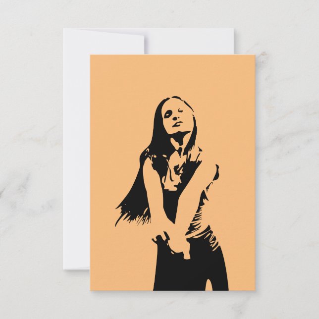 Tarjeta Chica de baile negro de moda Silhouette (Anverso)