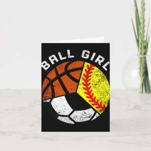 Tarjeta Chica de Balón Pelota de Softbol Divertida Jugador