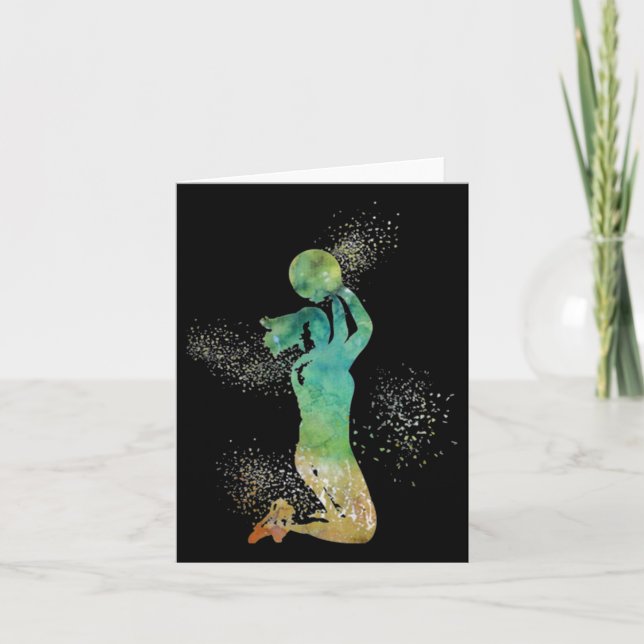 Tarjeta Chica de Baloncesto Anotando Puntos  (Anverso)