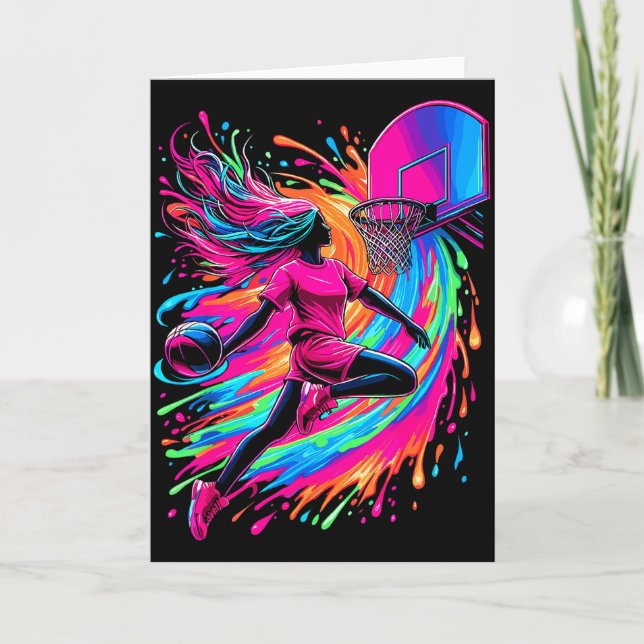 Tarjeta Chica de Baloncesto Colorido  (Anverso)