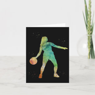 Tarjeta Chica de Baloncesto Jugando 