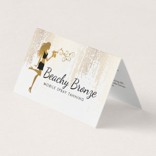 Tarjeta Chica De Belleza Oro Bronce Rain Patrón de rociado