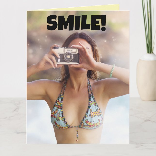 Tarjeta Chica de BIKINI "SONRÍE!" ¡CUMPLEAÑOS DE VERANO! C (Anverso)