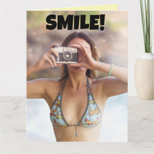 Tarjeta Chica de BIKINI "SONRÍE!" ¡CUMPLEAÑOS DE VERANO! C