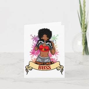 Tarjeta Chica de boxeo mágico Kickboxing para mujeres negr
