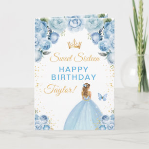 Tarjeta Chica de Cabello Rubio Azul Cumpleaños Dulces Diec