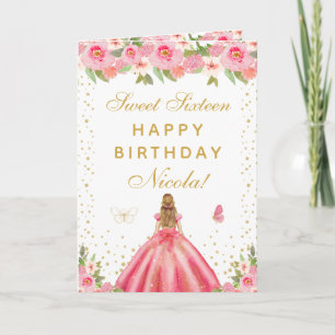 Tarjeta Chica de Cabello Rubio con Floral Rosa Dulces Diec