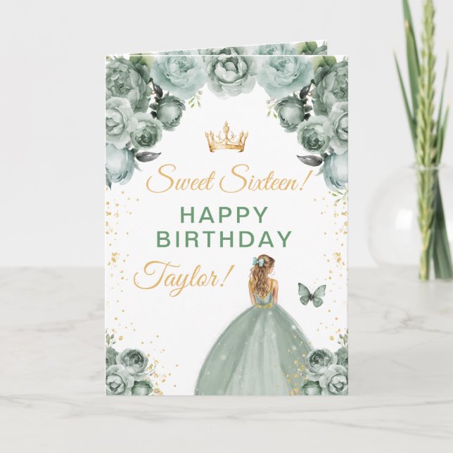 Tarjeta Chica de Cabello Rubio Salvia Cumpleaños Dulces Di (Anverso)