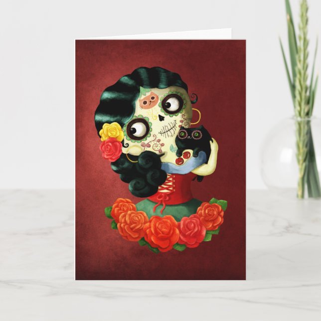 Tarjeta Chica de Catrina del mexicano de Dia de Los (Anverso)