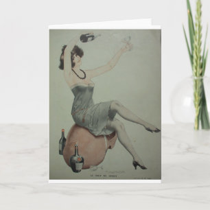 Tarjeta Chica de champán Flapper con piernas largas de los
