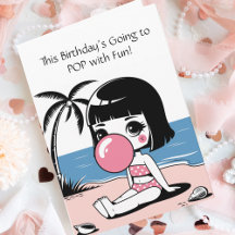 Chica de chicle adorable cumpleaños de playa pop d