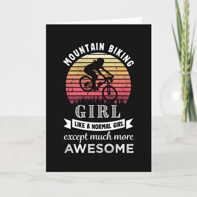 Tarjeta Chica de Ciclismo de Montaña Regalo Divertido de M (Anverso)