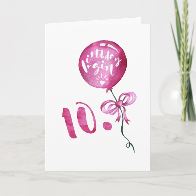 Tarjeta chica de cumpleaños 10, regalos de Chicas de anive (Anverso)