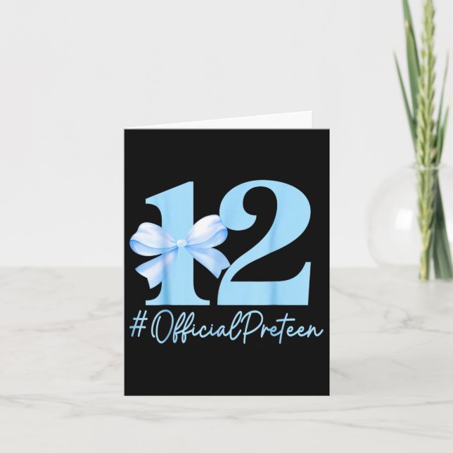 Tarjeta Chica de cumpleaños Blue Coquette Bow 12 años de e (Anverso)