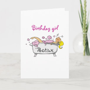Tarjeta Chica de cumpleaños (chica de baño)