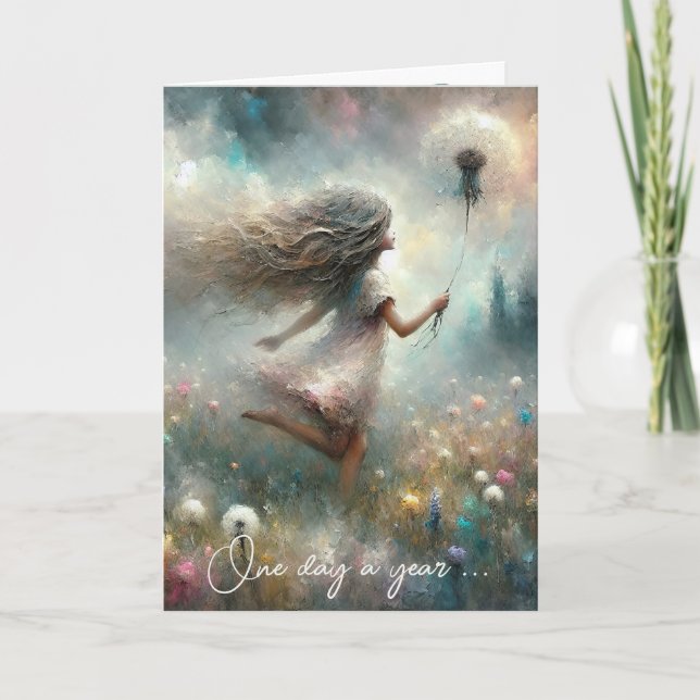 Tarjeta Chica de cumpleaños con Dandelion Monet (Anverso)