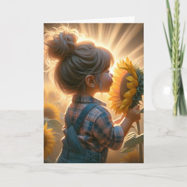 Tarjeta Chica De Cumpleaños Con Girasol (Anverso)