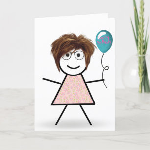 Tarjeta Chica de cumpleaños con globo