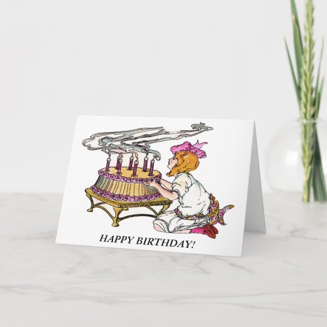 Tarjeta Chica de cumpleaños con pastel (Anverso)