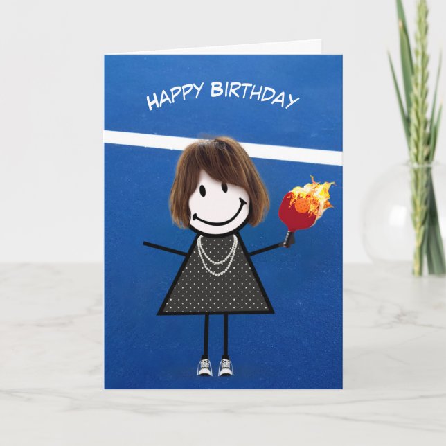Tarjeta Chica de cumpleaños con remo y bola de bolas (Anverso)