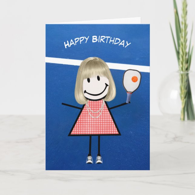 Tarjeta Chica de cumpleaños con remo y bola de bolas (Anverso)