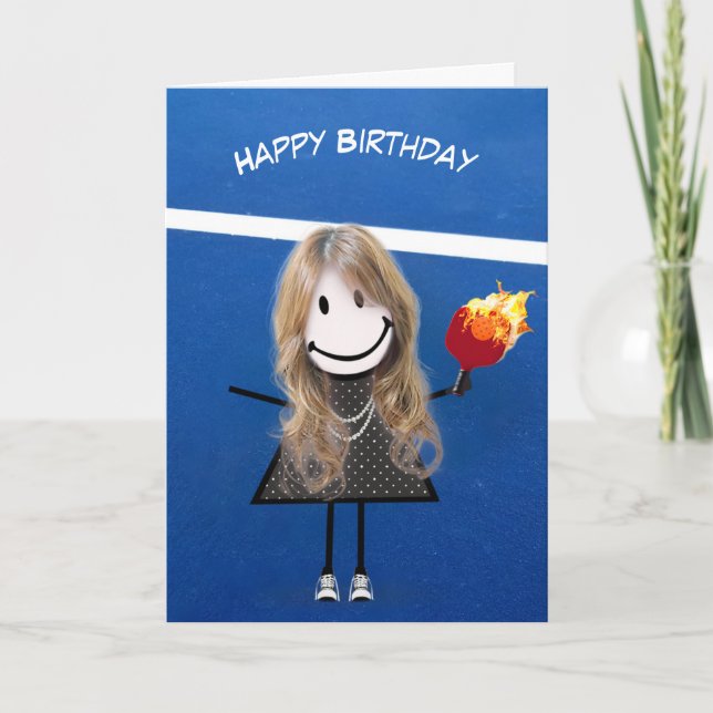 Tarjeta Chica de cumpleaños con remo y bola de bolas (Anverso)