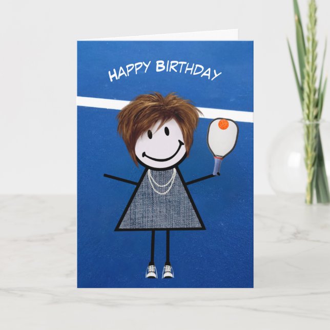 Tarjeta Chica de cumpleaños con remo y bola de bolas (Anverso)